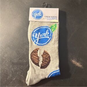 York Peppermint Patties Gray Crew Socks for Men size 6-12